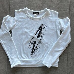 Miss Popular Cold Shoulder Bolt Sweatshirt